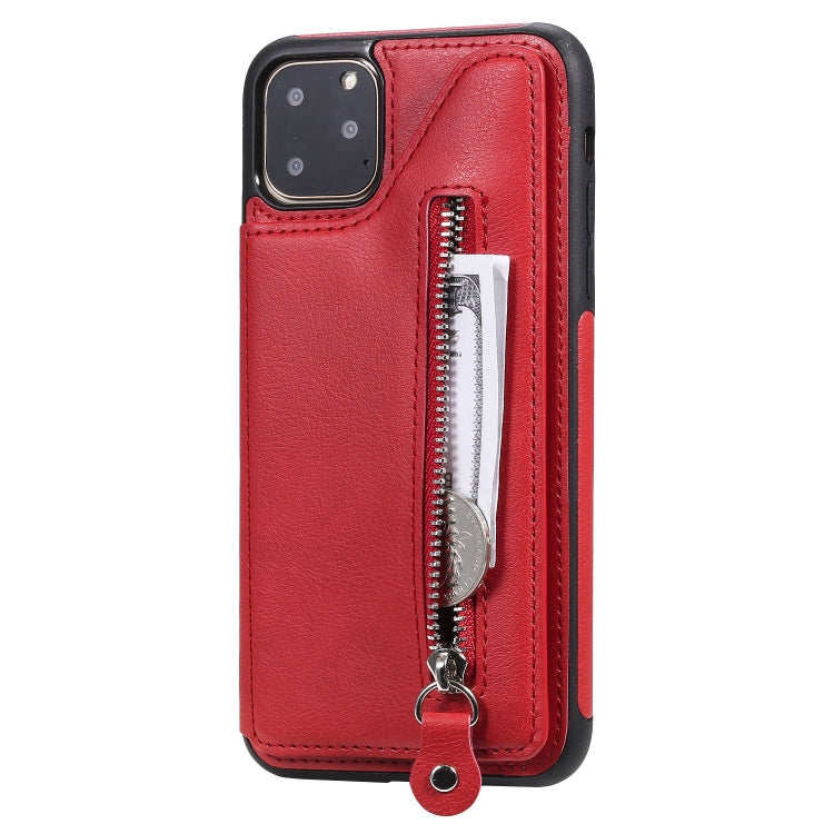 For iPhone 11 Pro Max Solid Color Double Buckle Zipper Shockproof Protective Case