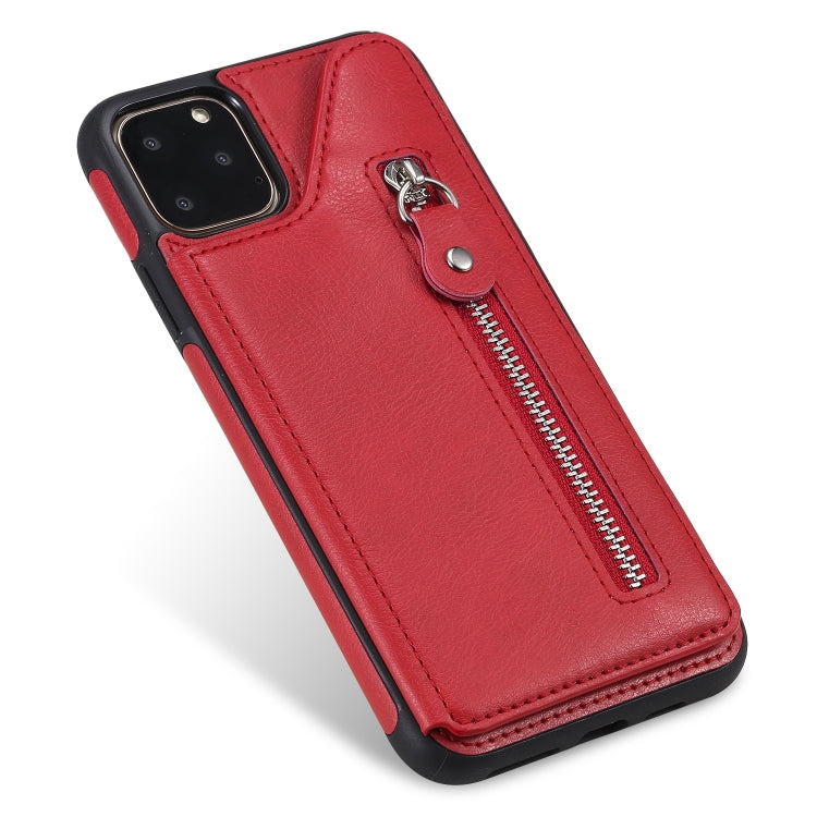 For iPhone 11 Pro Max Solid Color Double Buckle Zipper Shockproof Protective Case