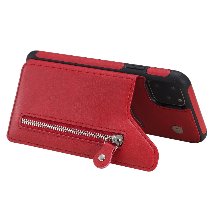 For iPhone 11 Pro Max Solid Color Double Buckle Zipper Shockproof Protective Case