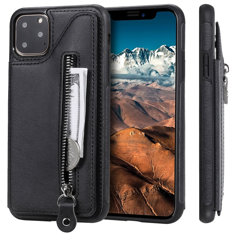 For iPhone 11 Pro Max Solid Color Double Buckle Zipper Shockproof Protective Case