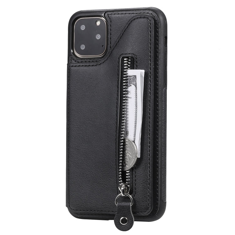 For iPhone 11 Pro Max Solid Color Double Buckle Zipper Shockproof Protective Case