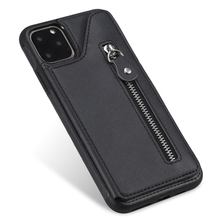 For iPhone 11 Pro Max Solid Color Double Buckle Zipper Shockproof Protective Case