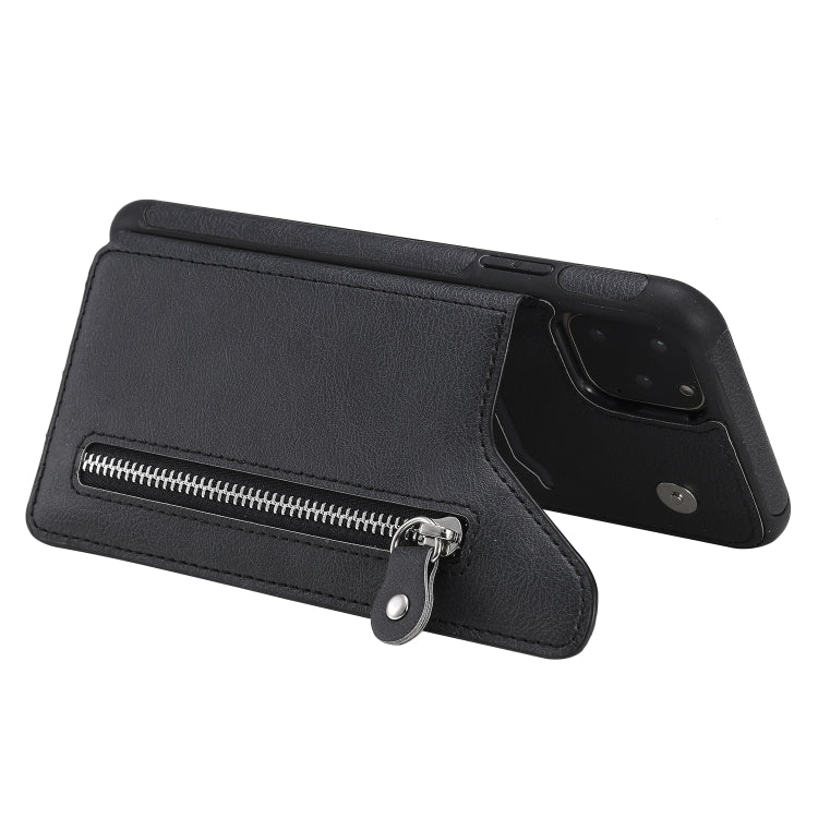 For iPhone 11 Pro Max Solid Color Double Buckle Zipper Shockproof Protective Case