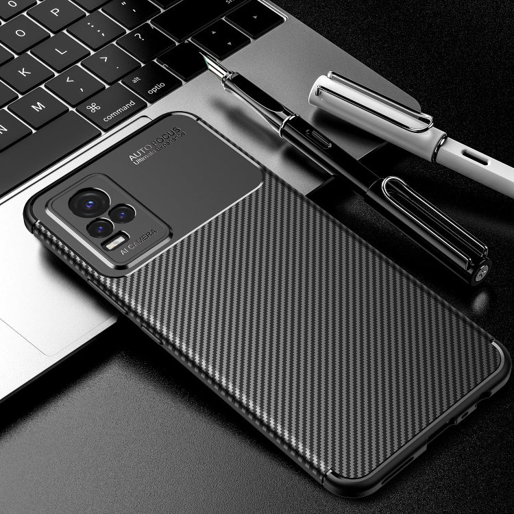 For vivo Y73 5G Carbon Fiber Texture Shockproof TPU Case