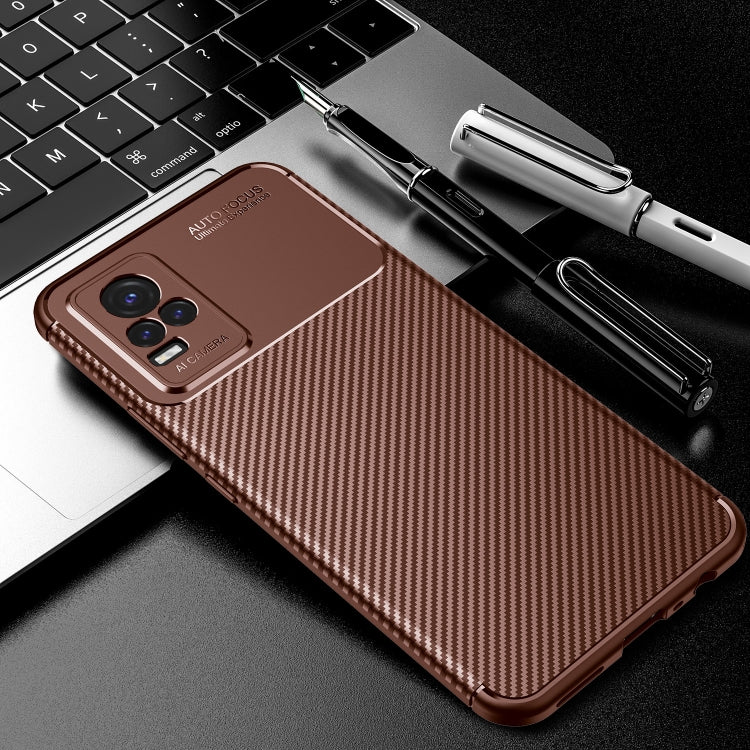 For vivo Y73 5G Carbon Fiber Texture Shockproof TPU Case