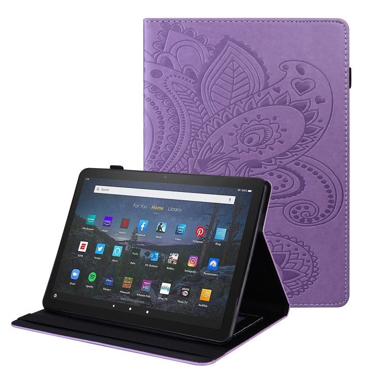 For Amazon Fire HD 10 / 10 Plus (2021) Peacock Tail Embossing Pattern Horizontal Flip Leather Case with Holder & Anti Skid Strip & Card Slots