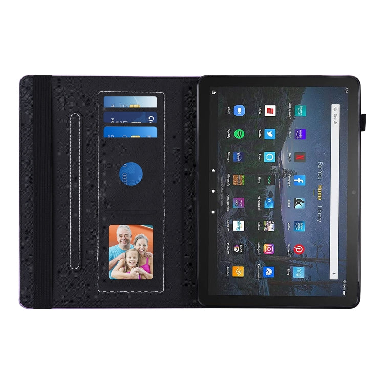For Amazon Fire HD 10 / 10 Plus (2021) Peacock Tail Embossing Pattern Horizontal Flip Leather Case with Holder & Anti Skid Strip & Card Slots