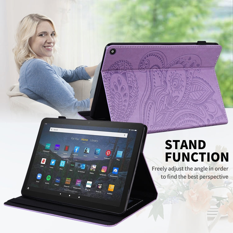 For Amazon Fire HD 10 / 10 Plus (2021) Peacock Tail Embossing Pattern Horizontal Flip Leather Case with Holder & Anti Skid Strip & Card Slots