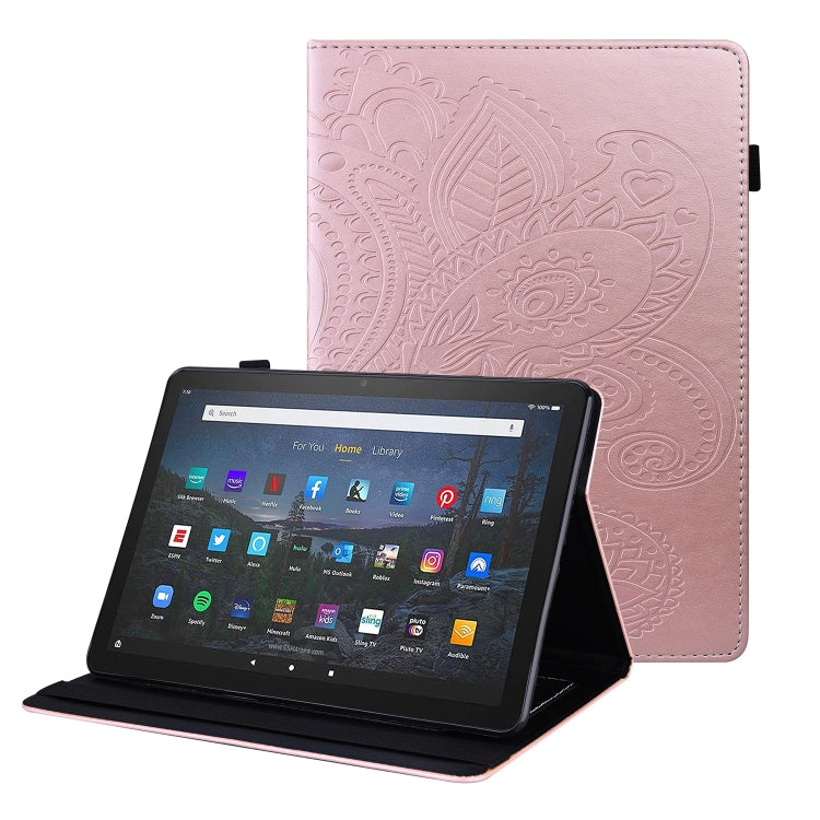 For Amazon Fire HD 10 / 10 Plus (2021) Peacock Tail Embossing Pattern Horizontal Flip Leather Case with Holder & Anti Skid Strip & Card Slots