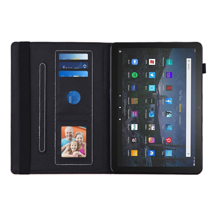 For Amazon Fire HD 10 / 10 Plus (2021) Peacock Tail Embossing Pattern Horizontal Flip Leather Case with Holder & Anti Skid Strip & Card Slots