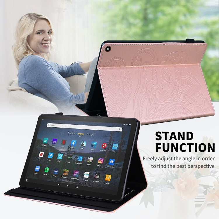 For Amazon Fire HD 10 / 10 Plus (2021) Peacock Tail Embossing Pattern Horizontal Flip Leather Case with Holder & Anti Skid Strip & Card Slots