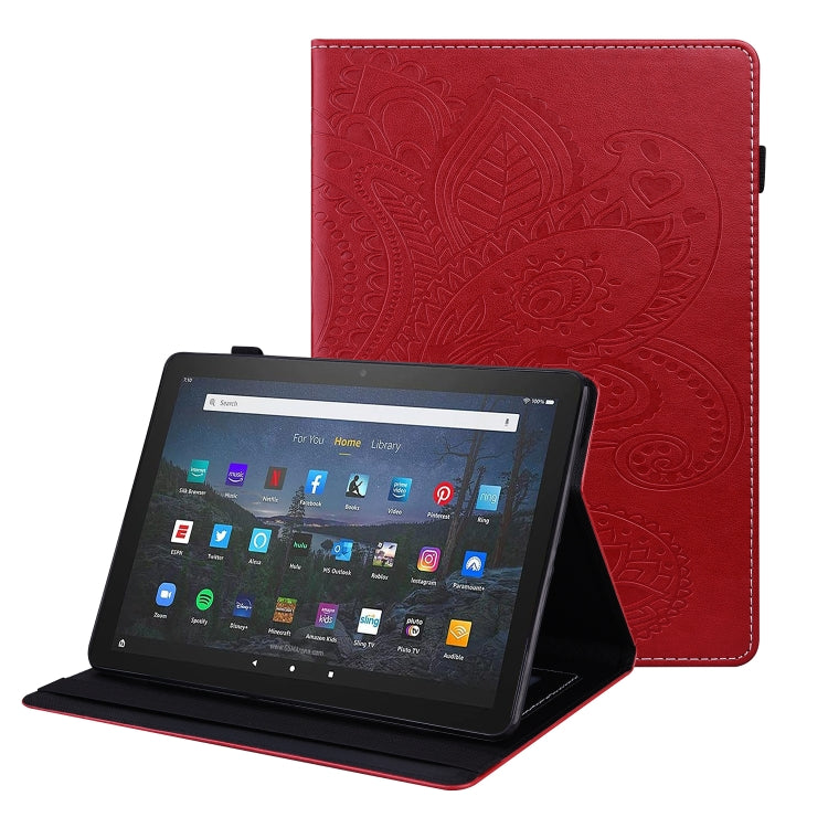 For Amazon Fire HD 10 / 10 Plus (2021) Peacock Tail Embossing Pattern Horizontal Flip Leather Case with Holder & Anti Skid Strip & Card Slots