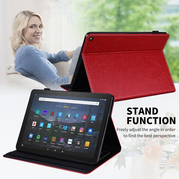 For Amazon Fire HD 10 / 10 Plus (2021) Peacock Tail Embossing Pattern Horizontal Flip Leather Case with Holder & Anti Skid Strip & Card Slots