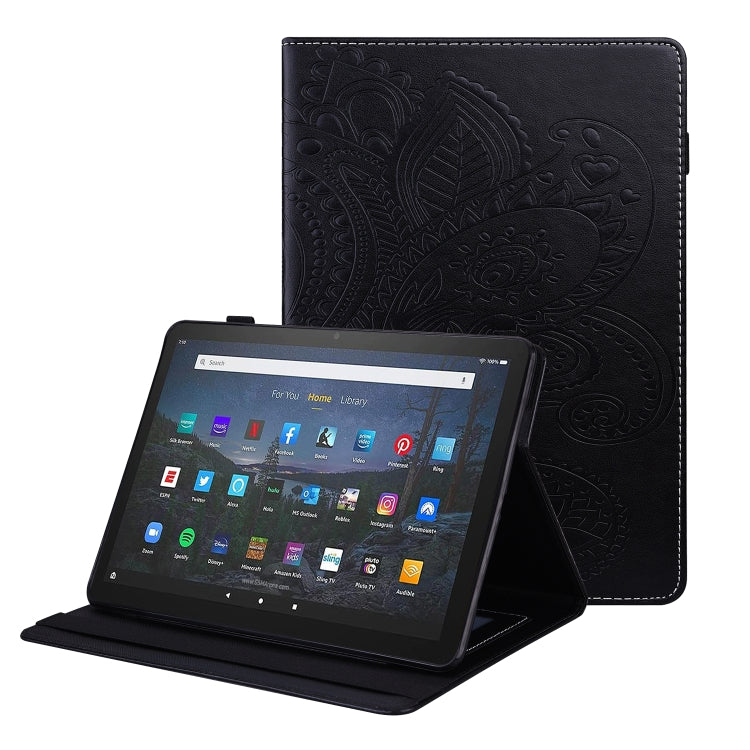 For Amazon Fire HD 10 / 10 Plus (2021) Peacock Tail Embossing Pattern Horizontal Flip Leather Case with Holder & Anti Skid Strip & Card Slots