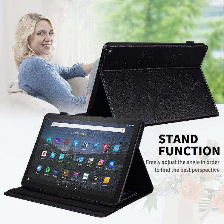 For Amazon Fire HD 10 / 10 Plus (2021) Peacock Tail Embossing Pattern Horizontal Flip Leather Case with Holder & Anti Skid Strip & Card Slots