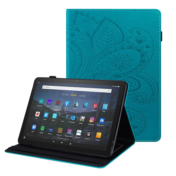 For Amazon Fire HD 10 / 10 Plus (2021) Peacock Tail Embossing Pattern Horizontal Flip Leather Case with Holder & Anti Skid Strip & Card Slots