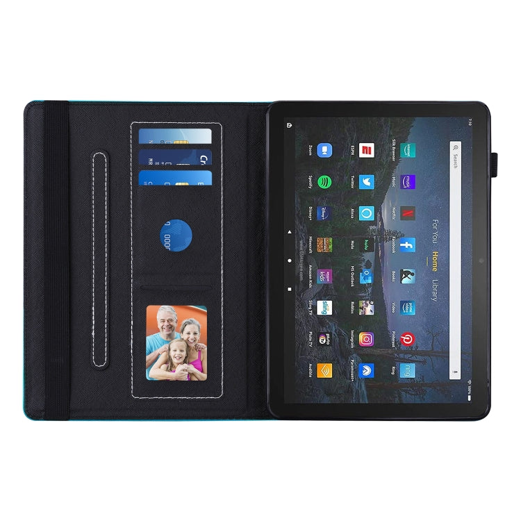 For Amazon Fire HD 10 / 10 Plus (2021) Peacock Tail Embossing Pattern Horizontal Flip Leather Case with Holder & Anti Skid Strip & Card Slots