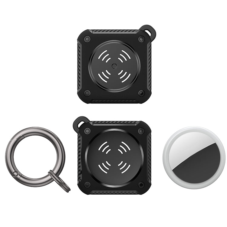Armor Square Carbon Fiber Case with Keychain Ring for AirTag