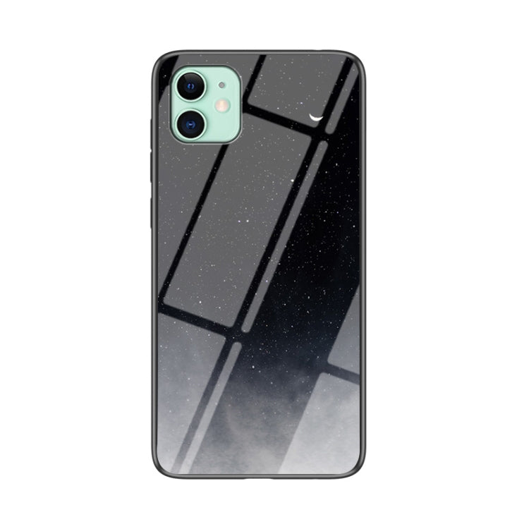For iPhone 11 Starry Sky Painted Tempered Glass TPU Shockproof Protective Case