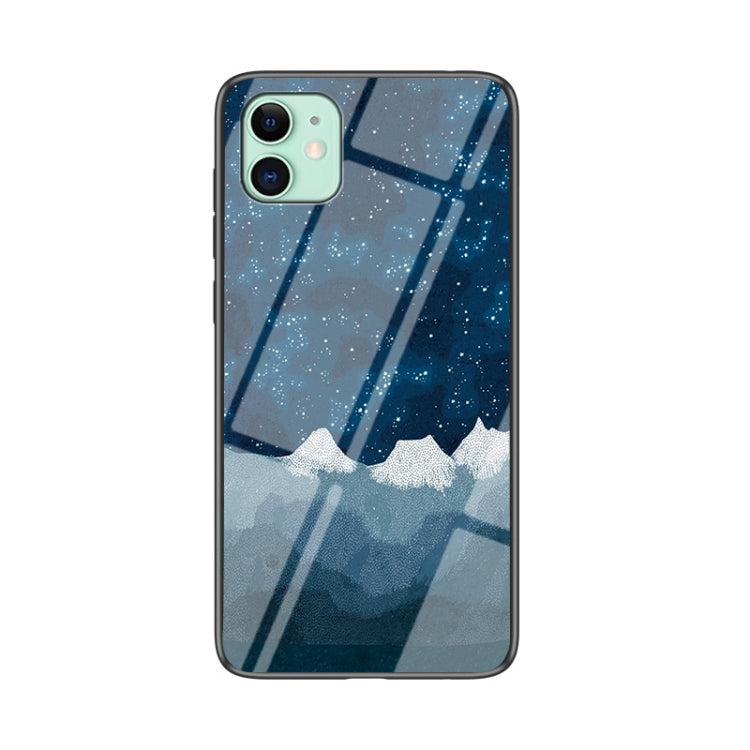 For iPhone 11 Starry Sky Painted Tempered Glass TPU Shockproof Protective Case