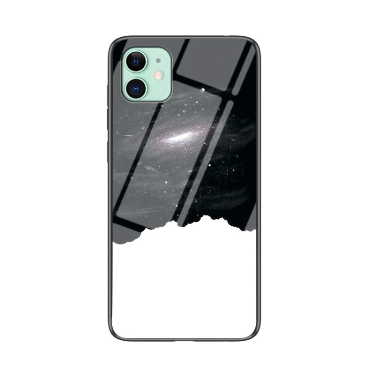 For iPhone 11 Starry Sky Painted Tempered Glass TPU Shockproof Protective Case