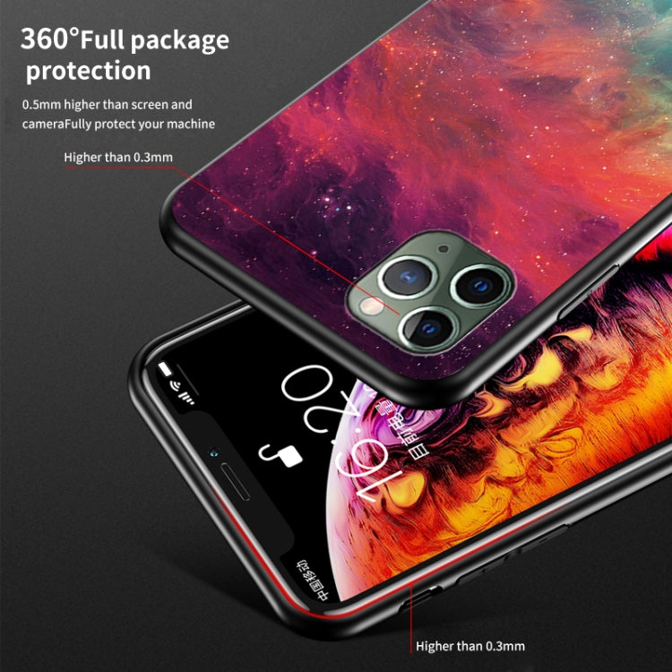 For iPhone 11 Pro Max Starry Sky Painted Tempered Glass TPU Shockproof Protective Case