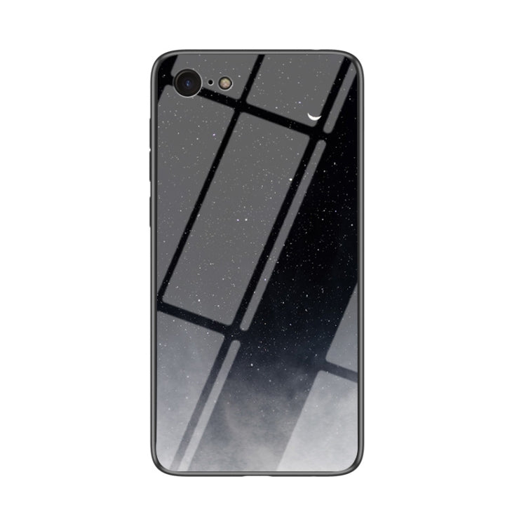 For iPhone SE 2022 / SE 2020 / 8 / 7 Starry Sky Painted Tempered Glass TPU Shockproof Protective Case