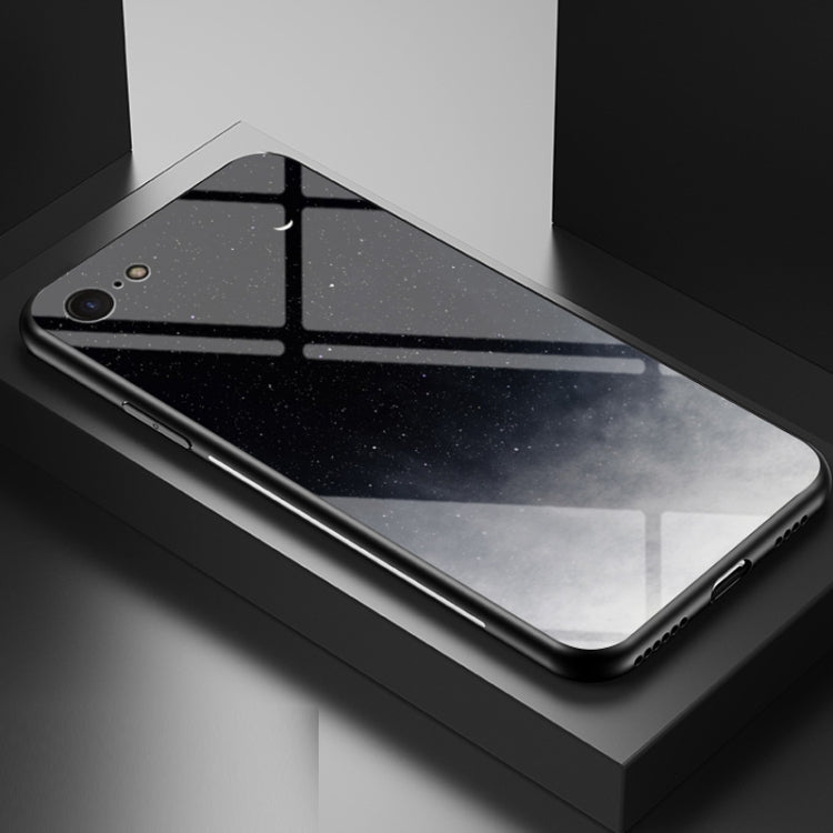 For iPhone SE 2022 / SE 2020 / 8 / 7 Starry Sky Painted Tempered Glass TPU Shockproof Protective Case