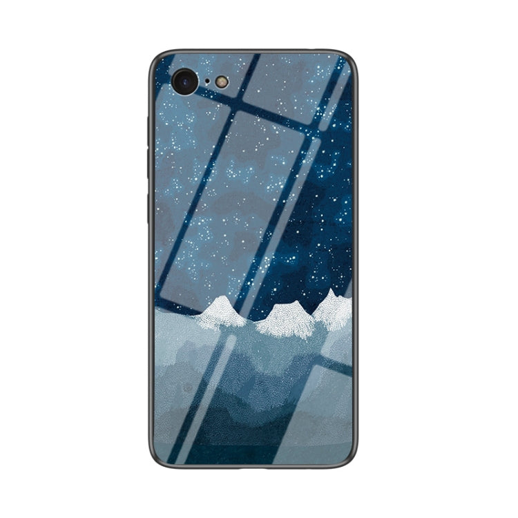 For iPhone SE 2022 / SE 2020 / 8 / 7 Starry Sky Painted Tempered Glass TPU Shockproof Protective Case