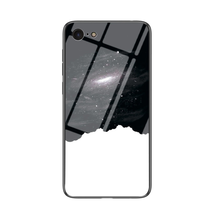 For iPhone SE 2022 / SE 2020 / 8 / 7 Starry Sky Painted Tempered Glass TPU Shockproof Protective Case
