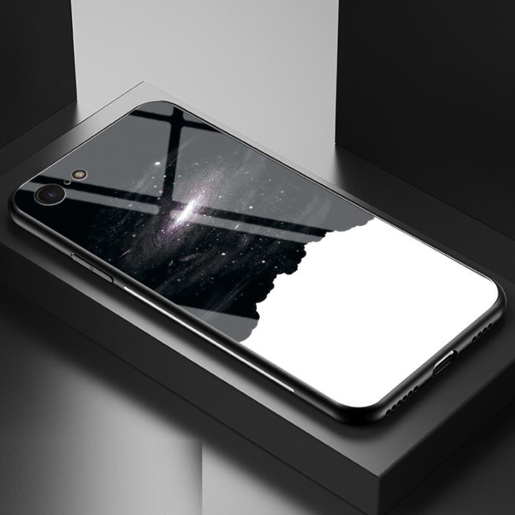 For iPhone SE 2022 / SE 2020 / 8 / 7 Starry Sky Painted Tempered Glass TPU Shockproof Protective Case