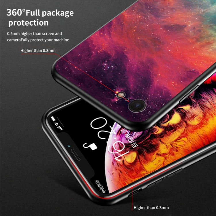 For iPhone SE 2022 / SE 2020 / 8 / 7 Starry Sky Painted Tempered Glass TPU Shockproof Protective Case