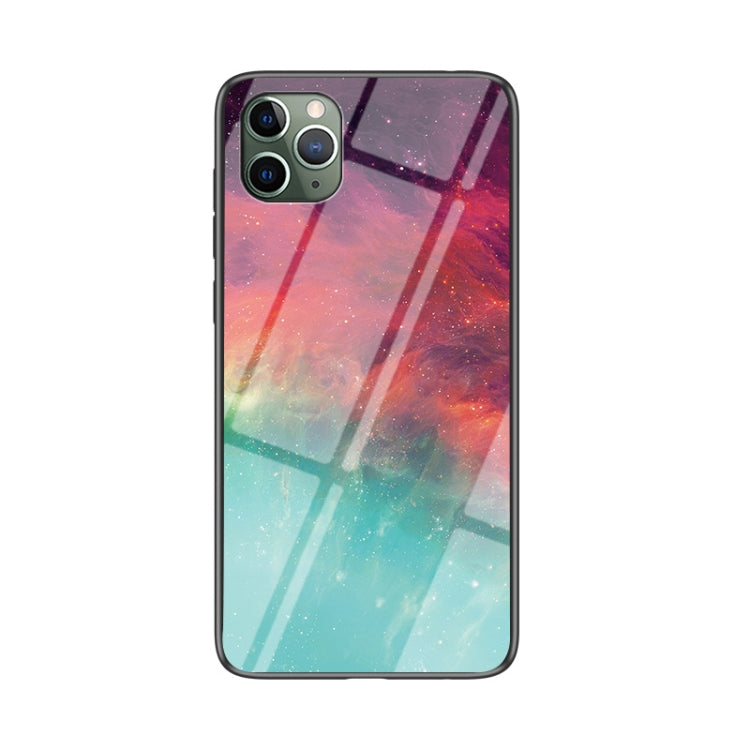 For iPhone 12 Pro Max Starry Sky Painted Tempered Glass TPU Shockproof Protective Case