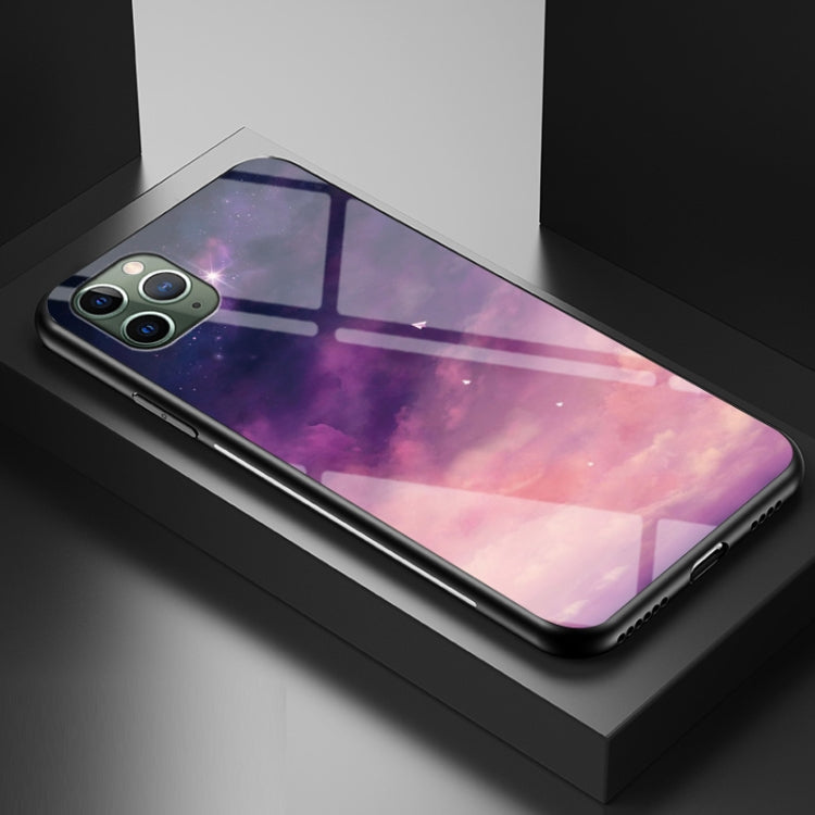 For iPhone 12 Pro Max Starry Sky Painted Tempered Glass TPU Shockproof Protective Case