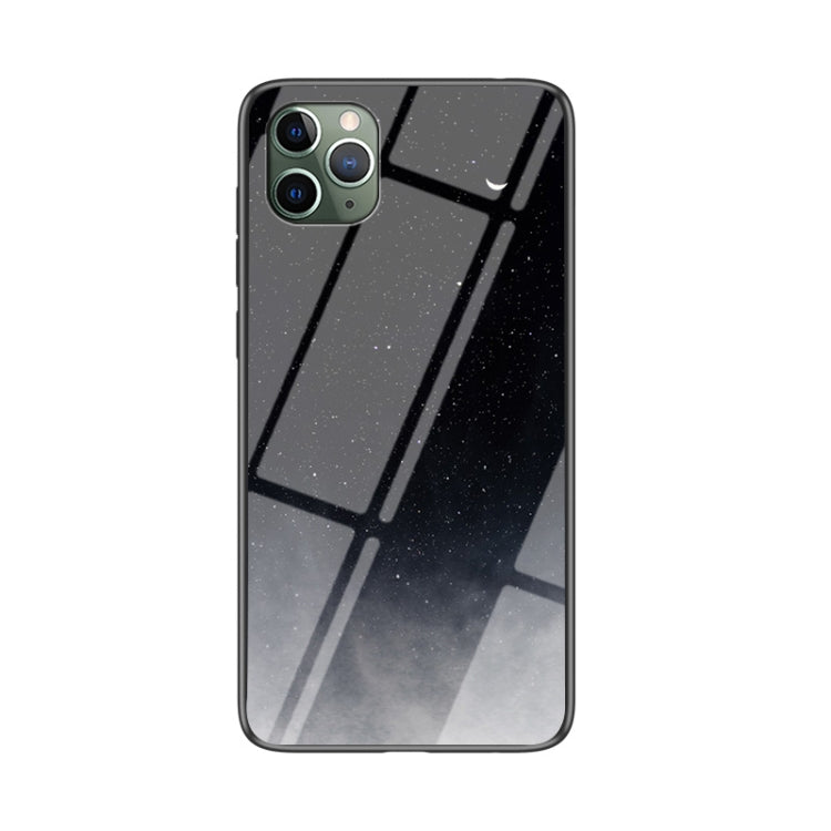 For iPhone 12 Pro Max Starry Sky Painted Tempered Glass TPU Shockproof Protective Case