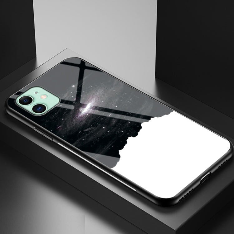 For iPhone 12 mini Starry Sky Painted Tempered Glass TPU Shockproof Protective Case