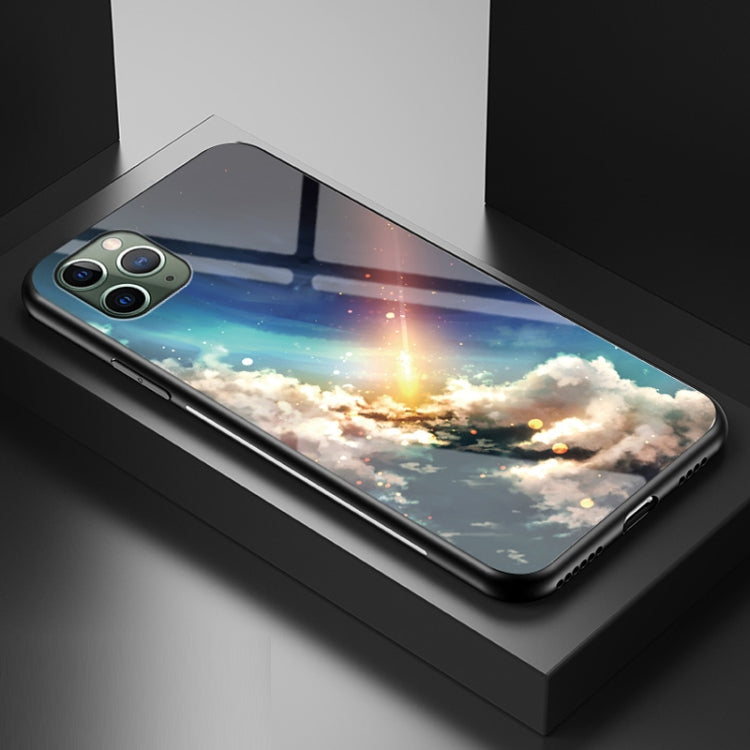 For iPhone 12 / 12 Pro Starry Sky Painted Tempered Glass TPU Shockproof Protective Case