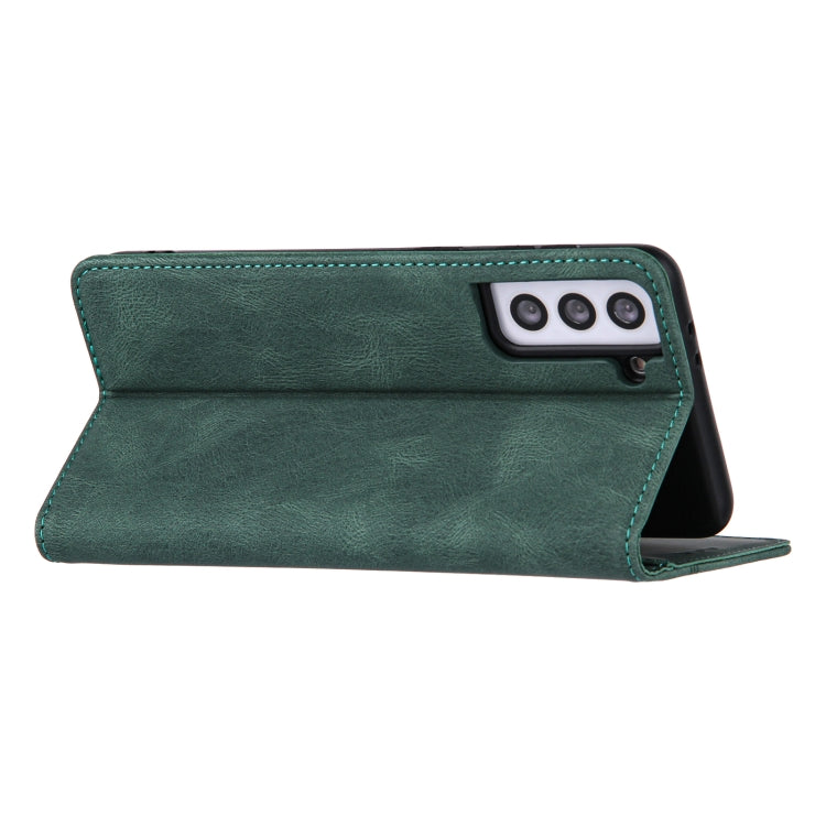 For Samsung Galaxy S21 5G Skin Feel Pressure Line Magnetic Horizontal Flip Leather Case with Holder & Card Slot & Wallet & Photo Frame