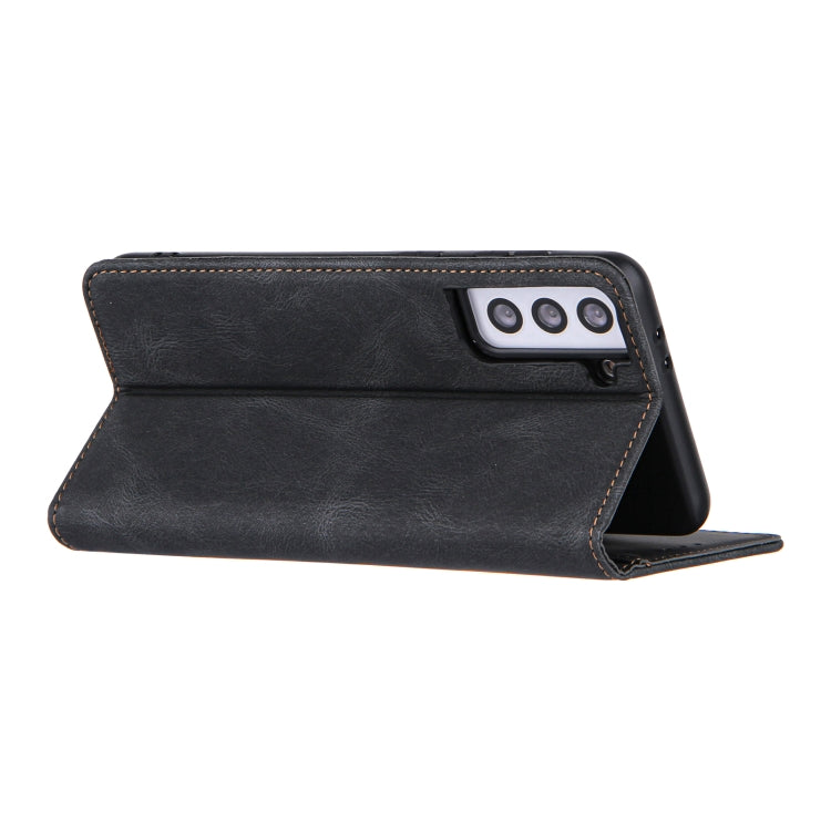For Samsung Galaxy S21+ 5G Skin Feel Pressure Line Magnetic Horizontal Flip Leather Case with Holder & Card Slot & Wallet & Photo Frame