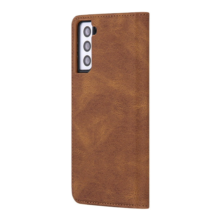 For Samsung Galaxy S21+ 5G Skin Feel Pressure Line Magnetic Horizontal Flip Leather Case with Holder & Card Slot & Wallet & Photo Frame