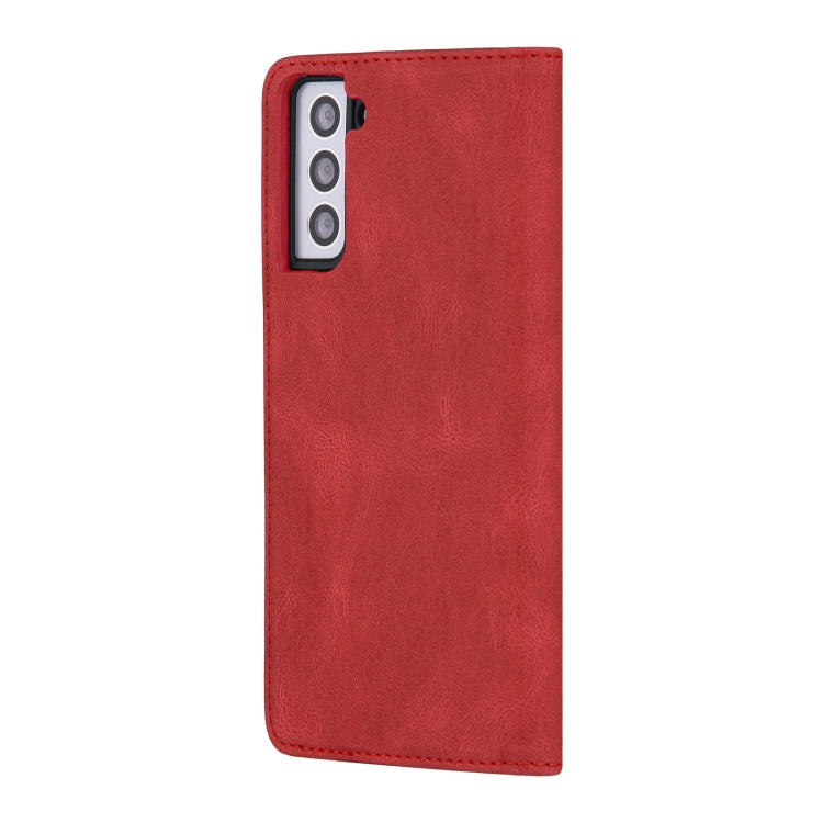 For Samsung Galaxy S21+ 5G Skin Feel Pressure Line Magnetic Horizontal Flip Leather Case with Holder & Card Slot & Wallet & Photo Frame