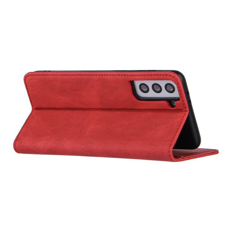 For Samsung Galaxy S21+ 5G Skin Feel Pressure Line Magnetic Horizontal Flip Leather Case with Holder & Card Slot & Wallet & Photo Frame