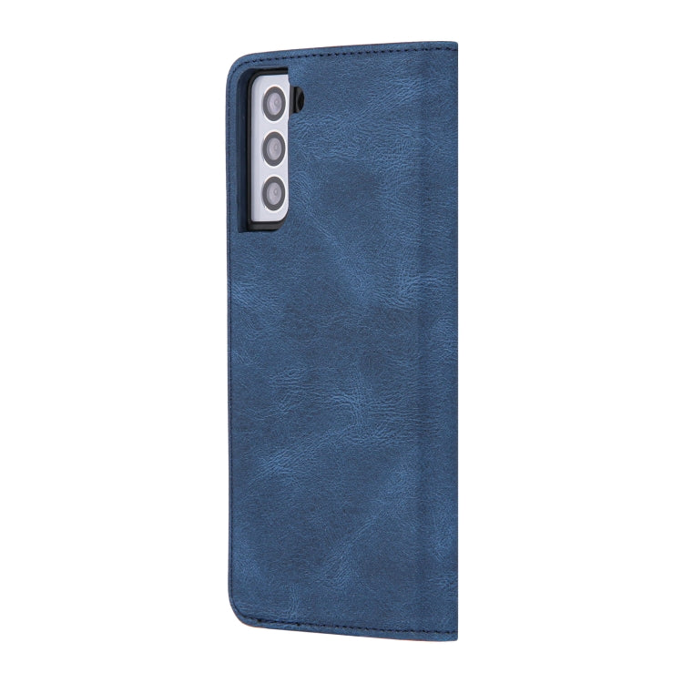 For Samsung Galaxy S21+ 5G Skin Feel Pressure Line Magnetic Horizontal Flip Leather Case with Holder & Card Slot & Wallet & Photo Frame