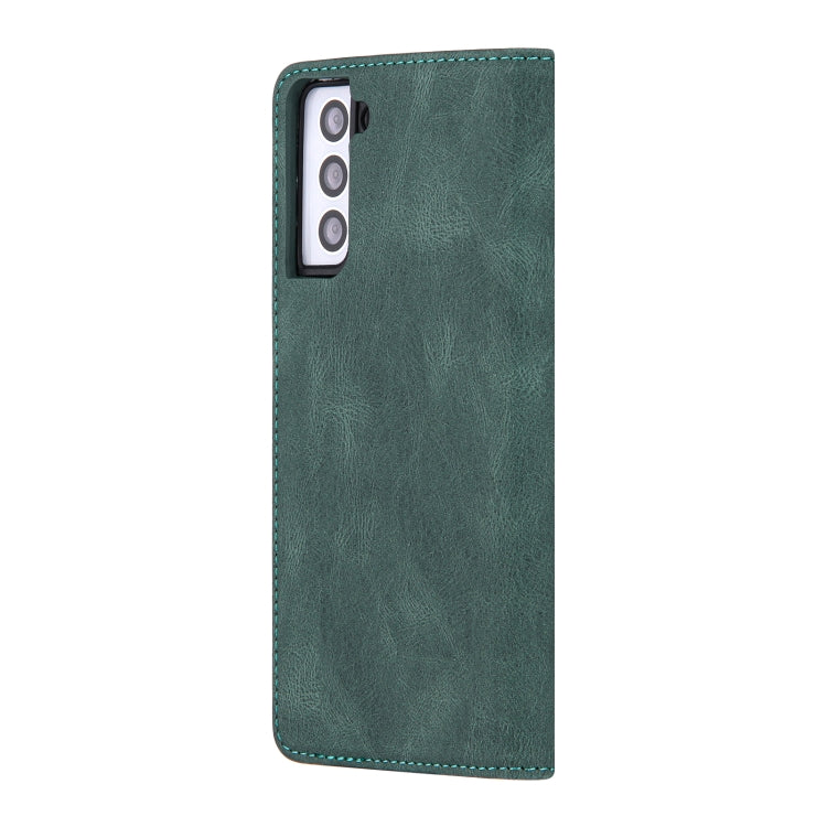 For Samsung Galaxy S21 FE Skin Feel Pressure Line Magnetic Horizontal Flip Leather Case with Holder & Card Slot & Wallet & Photo Frame