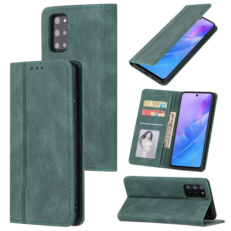 For Samsung Galaxy S20 Skin Feel Pressure Line Magnetic Horizontal Flip Leather Case with Holder & Card Slot & Wallet & Photo Frame