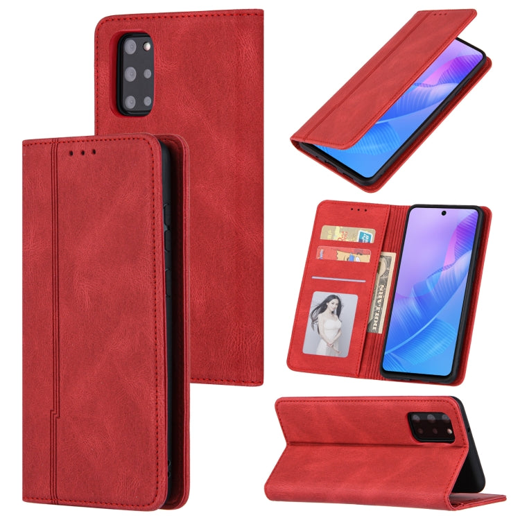 For Samsung Galaxy S20 Skin Feel Pressure Line Magnetic Horizontal Flip Leather Case with Holder & Card Slot & Wallet & Photo Frame