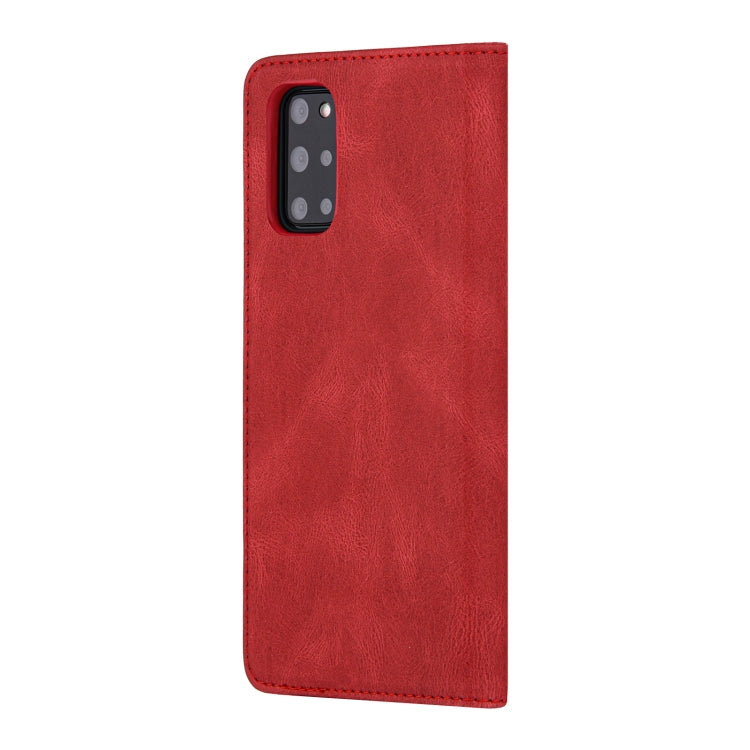 For Samsung Galaxy S20 Ultra Skin Feel Pressure Line Magnetic Horizontal Flip Leather Case with Holder & Card Slot & Wallet & Photo Frame