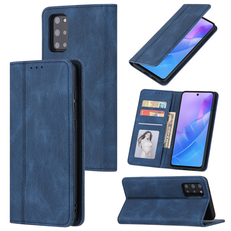 For Samsung Galaxy Note20 Skin Feel Pressure Line Magnetic Horizontal Flip Leather Case with Holder & Card Slot & Wallet & Photo Frame