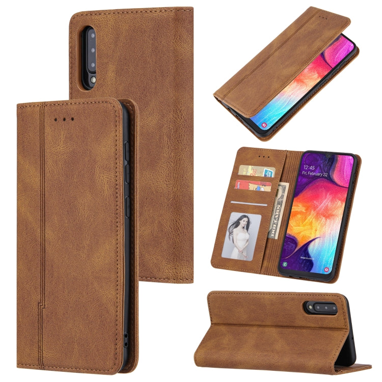 For Samsung Galaxy A50 / A30s / A50s Skin Feel Pressure Line Magnetic Horizontal Flip Leather Case with Holder & Card Slot & Wallet & Photo Frame