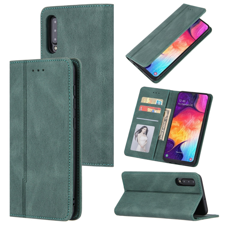 For Samsung Galaxy A50 / A30s / A50s Skin Feel Pressure Line Magnetic Horizontal Flip Leather Case with Holder & Card Slot & Wallet & Photo Frame